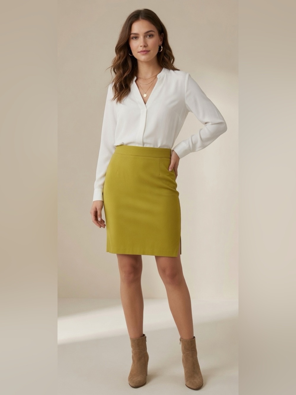 J. Jill Olive Green Pencil Skirt